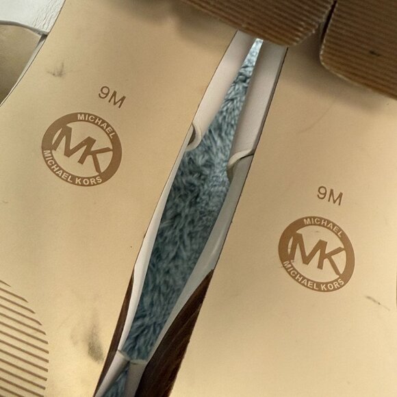 Michael Kors Shoes Womens 9 Ivory Leather Retro Platform Sandal Adjustable SG21L - Picture 5 of 10